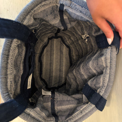 Thirty One Retro Metro Navy Blue Canvas Tote Bag Purse Good Condition
