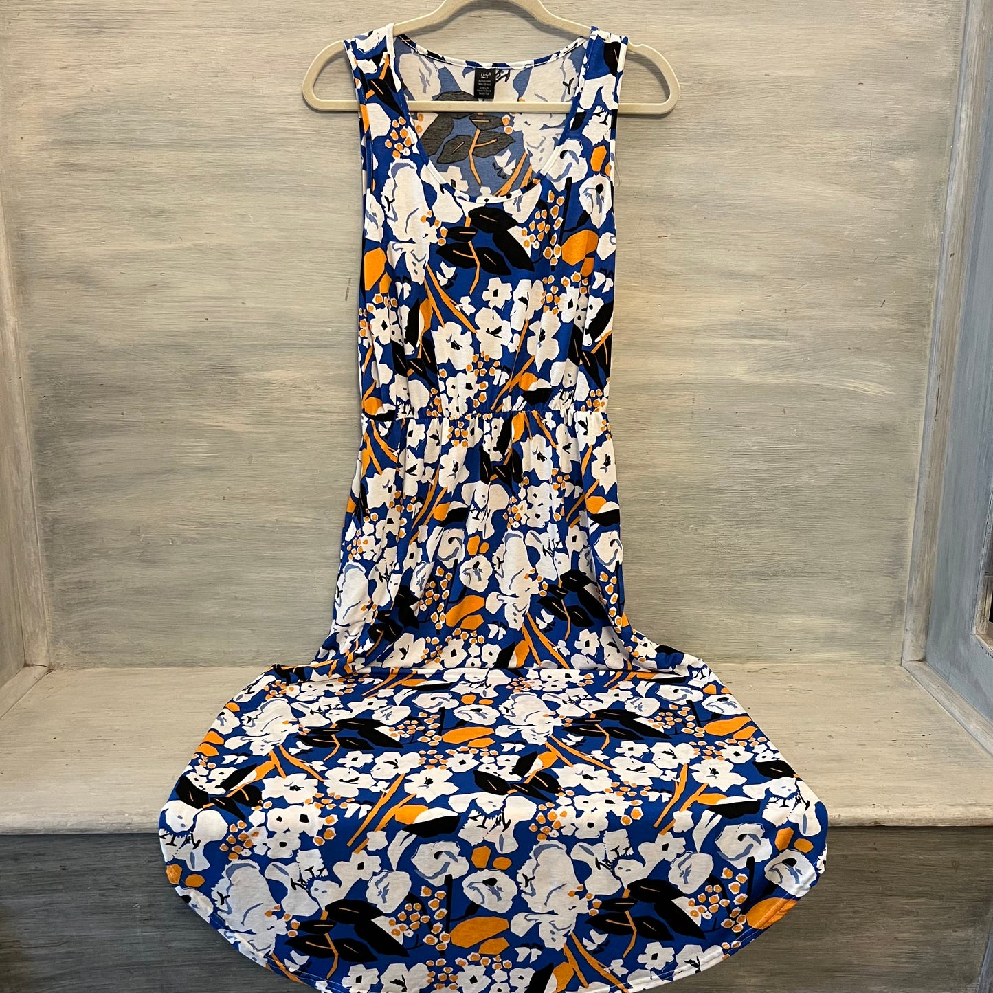 Lildy Multicolor Abstract Floral Print Curved Hem Maxi Dress Size Large/XL Good Condition
