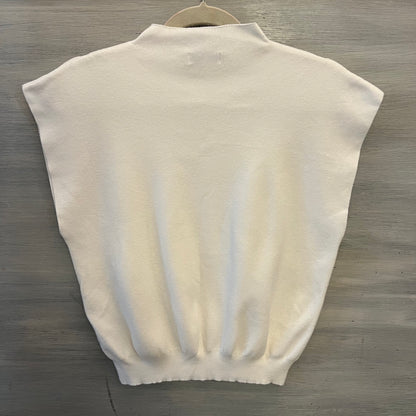 L. Love Cream Knit Turtleneck Cap Sleeve Sweater Size Medium Good Condition