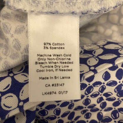 Talbots 97% Cotton Skirt Blue White Print  Size 8 Good Condition