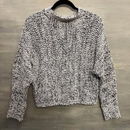 Poof Apparel High Collar Cropped Black White Popcorn Sweater Size Medium Good Condition