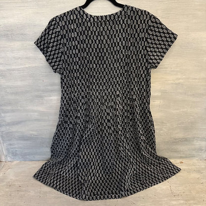 Uncle Frank  100% Cotton Black White Feather Print Tunic Dress Like New