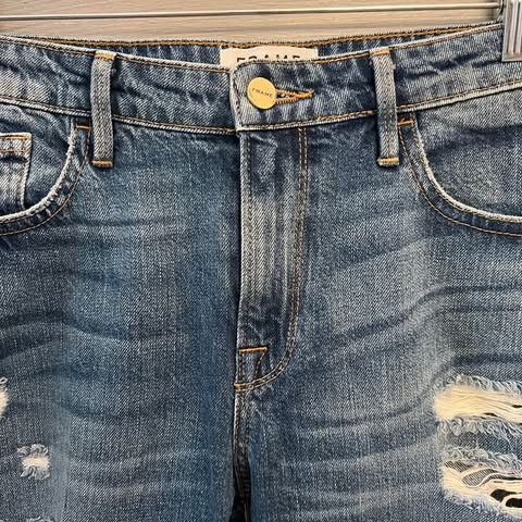Frame Denim Le Grand Garçon Low Rise Distressed Straight Leg Jeans Size 34x28 Good Condition