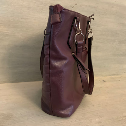 Nicole Miller Burgundy Faux Leather Shoulder Bag Purse Good Condition