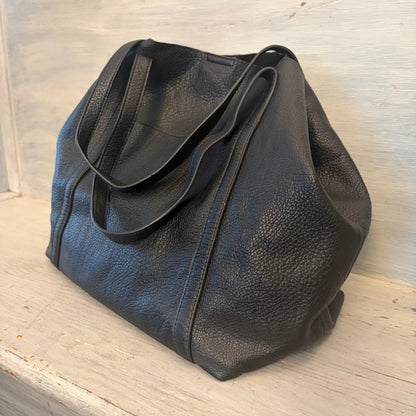 Shiraleah Black Faux Leather Large Shoulder Tote Bag Purse Good Condition