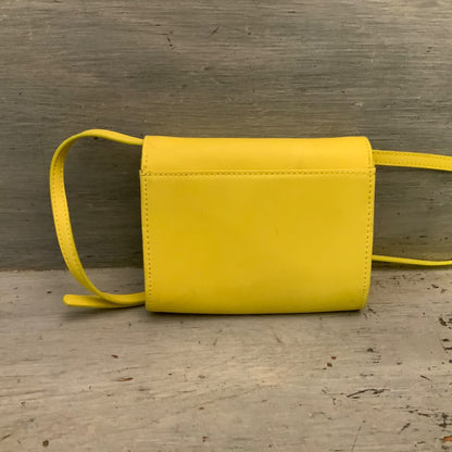 Stella & Dot Nolita Electric Yellow Sidekick Crossbody Bag Purse 6x5x1 Good Condition