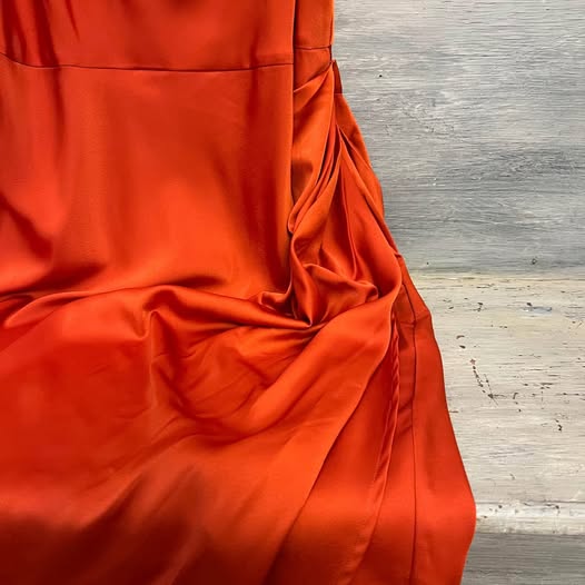 SHEIN Satiny Sleeveless Burnt Orange Ruched Side Maxi Dress 4XL Like New