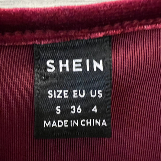 SHEIN Red Velvet Square Neck Long Sleeve Fit & Flare Dress Size Small Like New