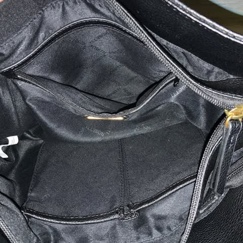 Rosetti Black Faux Leather Shoulder Bag Purse Gold Hardware Like New