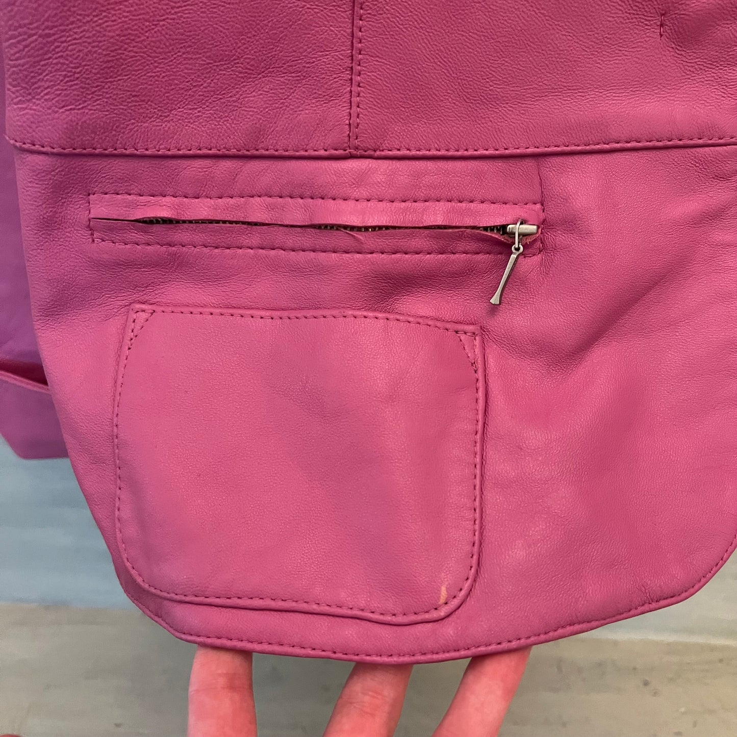 I.e. Pink Blazer Style Soft Leather Jacket Size Medium Good Condition