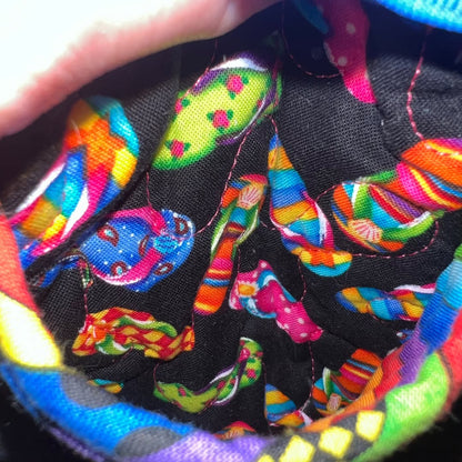 Stitches & Paint Accessories Quilted Fabric Flip Flop Print Tote Bag Purse Like New