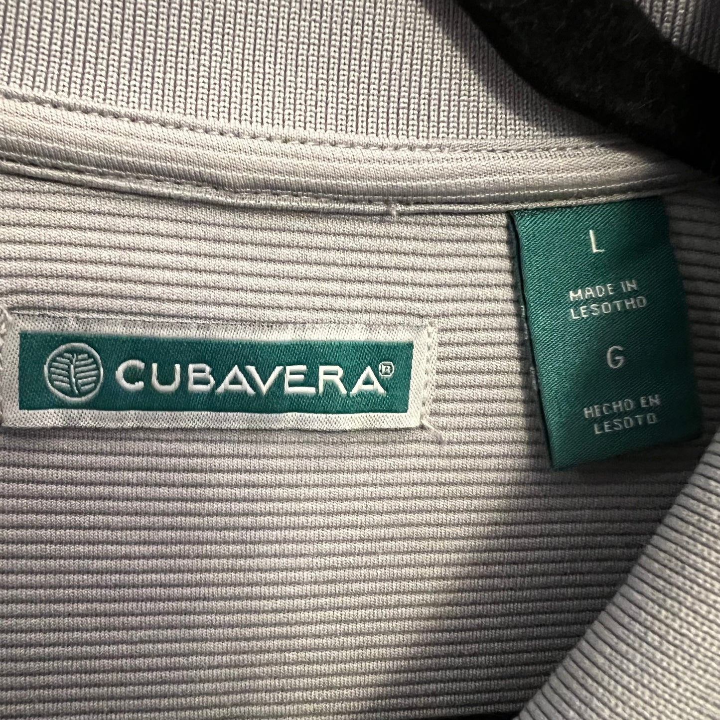 Cubavera Gray Ribbed Knit Short Sleeve Polo Shirt Size Large Good Condition
