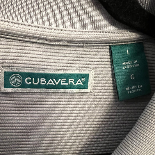 Cubavera Gray Ribbed Knit Short Sleeve Polo Shirt Size Large Good Condition