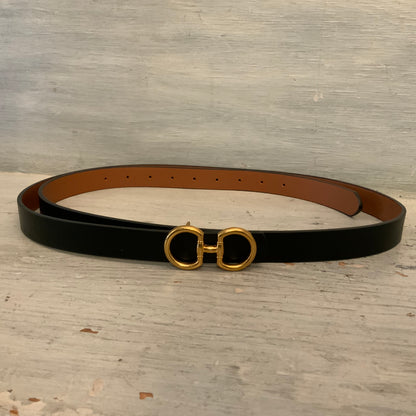 Faux Leather Reversible Slim Imitation Gancini by Ferragamo Belt Like New