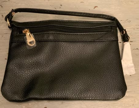 Black Faux Leather Tote Bag Purse w/ Matching Wristlet New