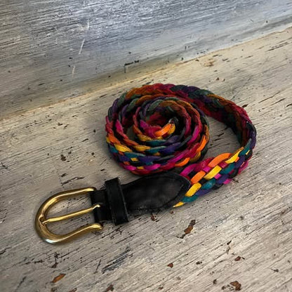 Multicolor Genuine Leather Braided Belt Good Condition