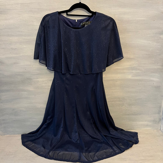 Glamour by Gabriella Skye Sparkly Navy Blue Fit and Flare Dress Size 6 Like New