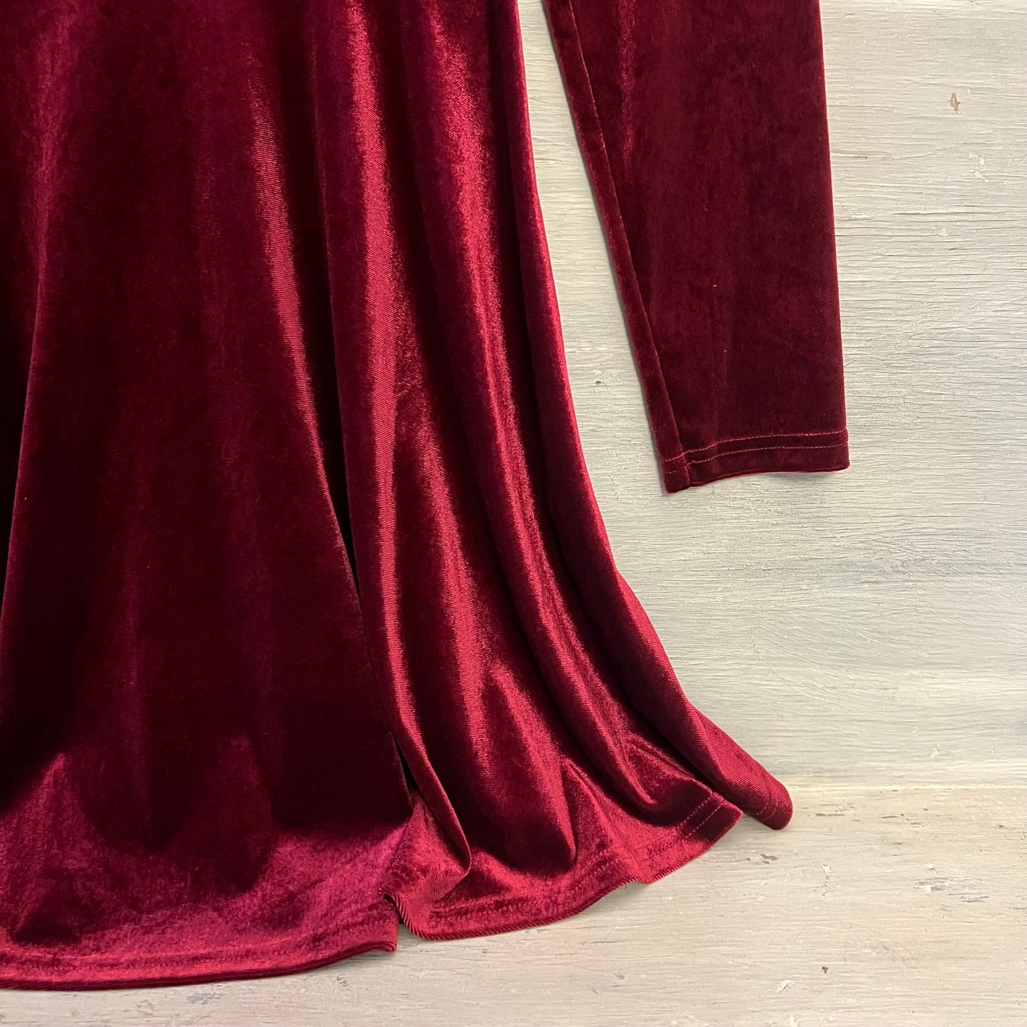 SHEIN Red Velvet Square Neck Long Sleeve Fit & Flare Dress Size Small Like New