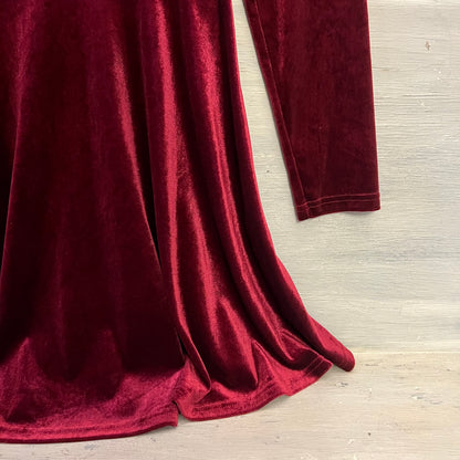 SHEIN Red Velvet Square Neck Long Sleeve Fit & Flare Dress Size Small Like New