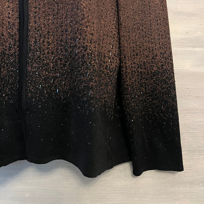 Ming Wang Ombré Bronze Black Beaded Zip Knit Jacket Size Medium Like New