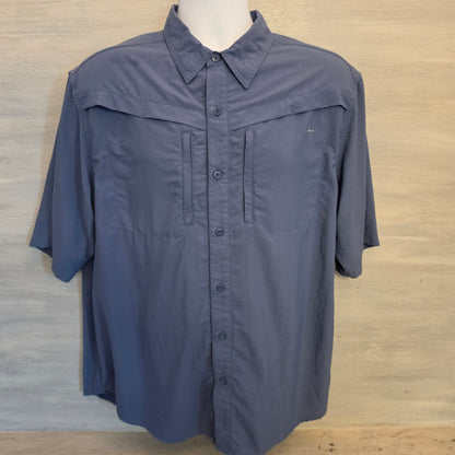 Habit Smoky Blue/Gray Lightweight Button Down Solar Protection Shirt Size Large Good Condition