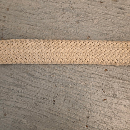 Torino Men's Cream Woven Stretch Belt w/ Brown Leather Trim 47-51" Good Condition