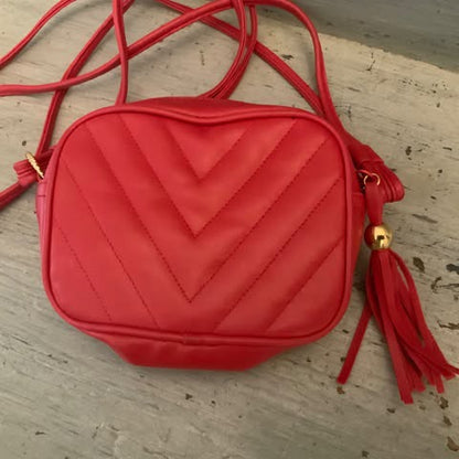 Red Faux Leather Crossbody Bag Purse Like New