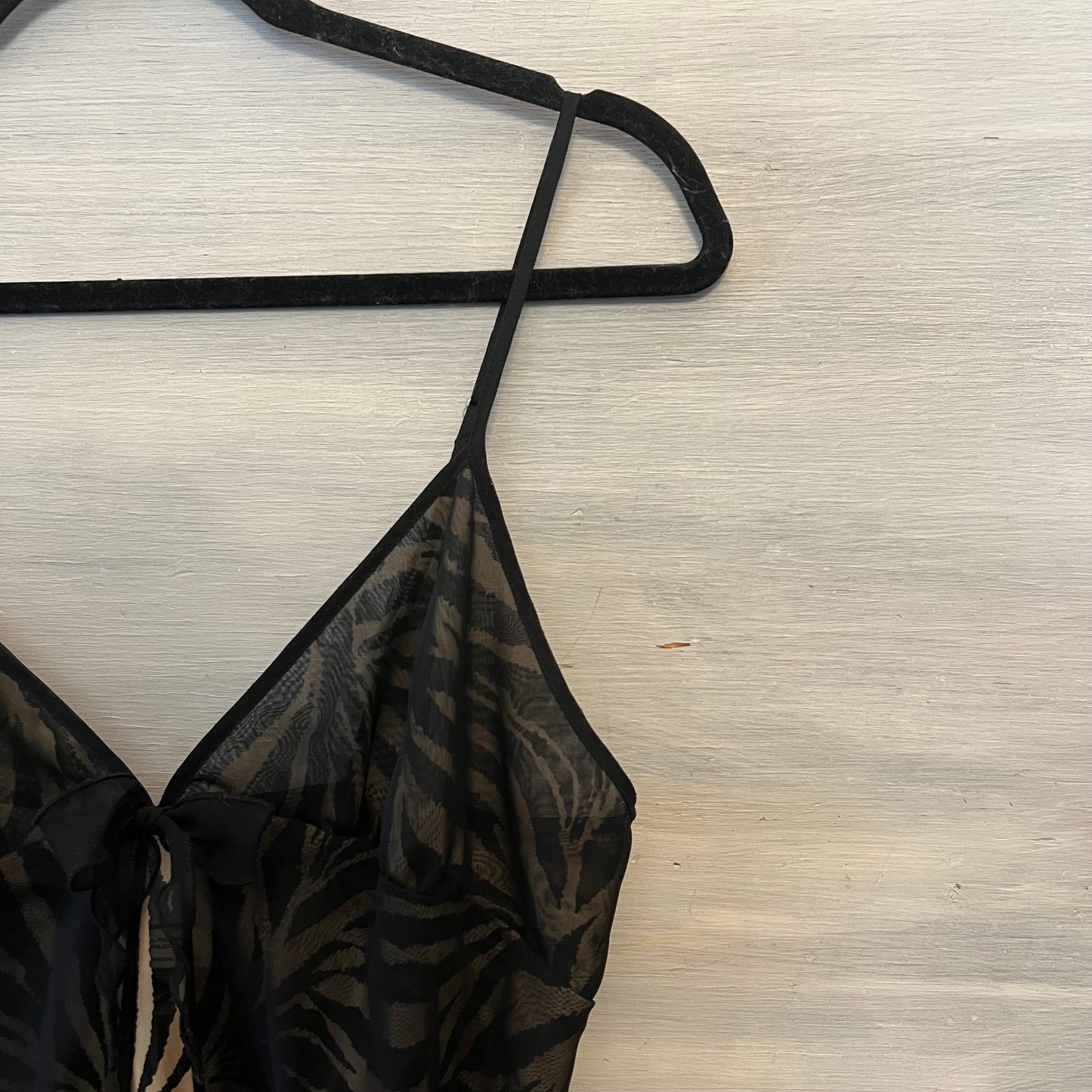 Vintage Kathy Ireland Sheer Overlay Zebra Print Chemise Slip Dress Size Medium Good Condition