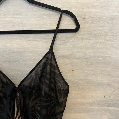 Vintage Kathy Ireland Sheer Overlay Zebra Print Chemise Slip Dress Size Medium Good Condition