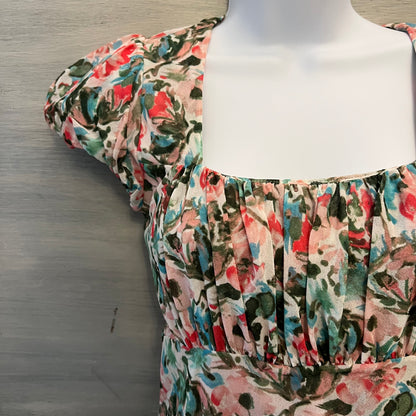 Ann Taylor LOFT Pastel Floral Babydoll Blouse Size XS Good Condition