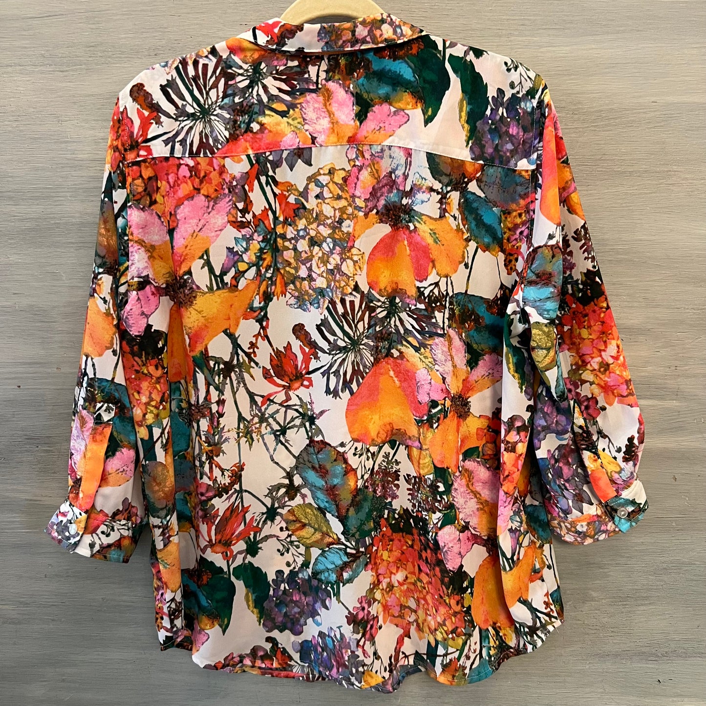 Spense Colorful Abstract Floral High Low Blouse Size Large Good Condition