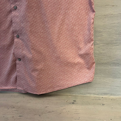 NEXT 100% Cottan Mauve Print Short Sleeve Button Down Shirt XL Good Condition