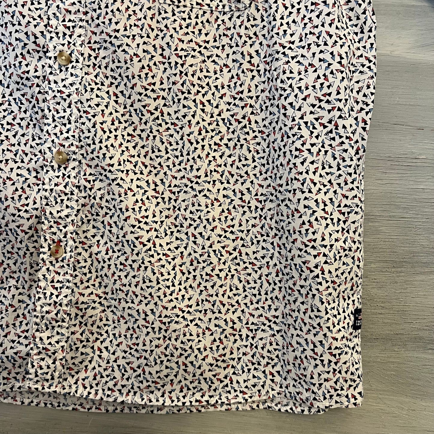 IZOD Triangle Confetti Print Short Sleeve Buttons Down Shirt XL Like New