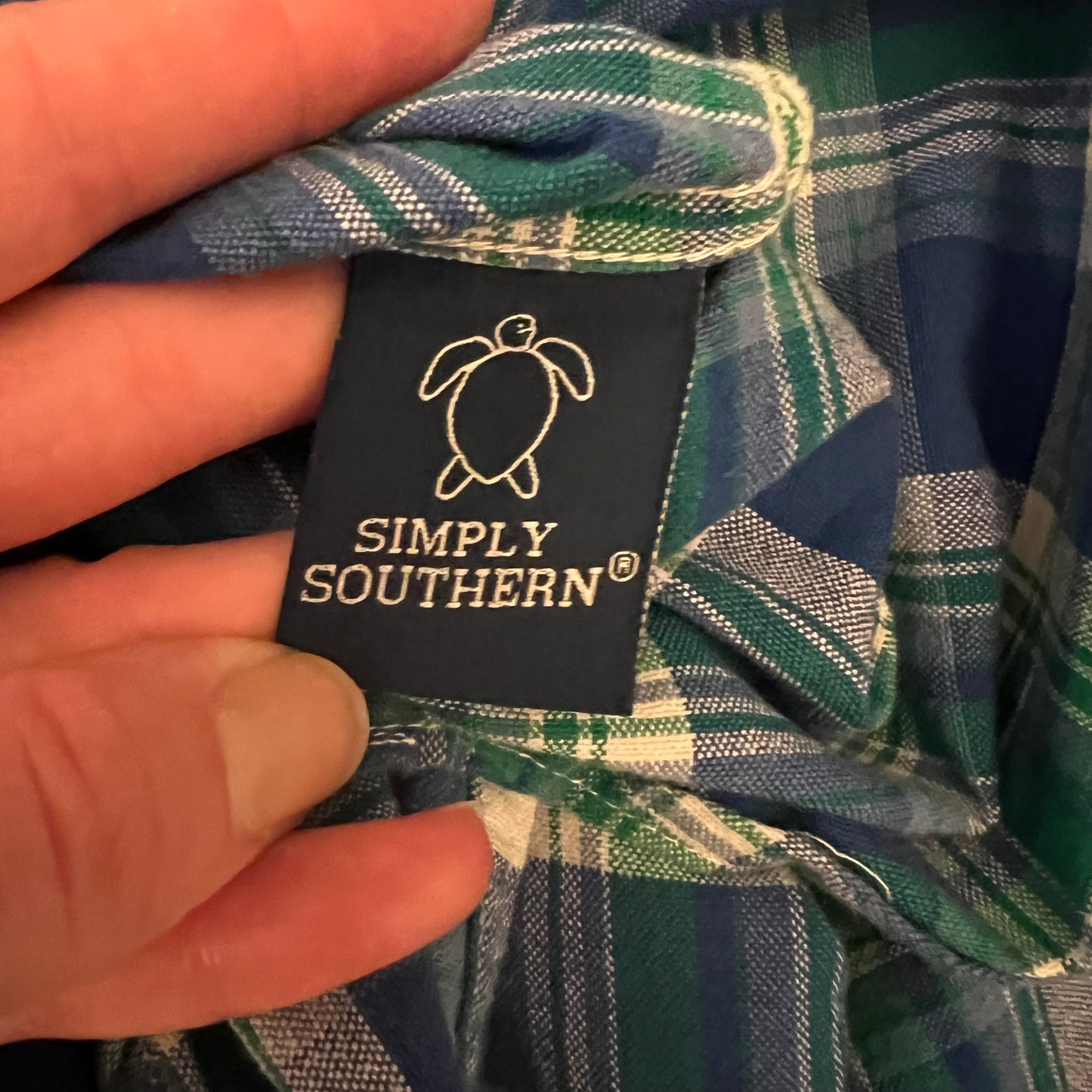Simply Southern 100% Cotton Plaid Long Sleeve Men's Button Down Shirt Size XL Good Condition
