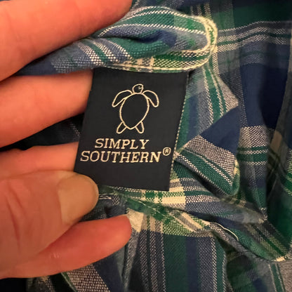 Simply Southern 100% Cotton Plaid Long Sleeve Men's Button Down Shirt Size XL Good Condition