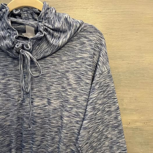 Venus Casual Blue Drawstring Cowl Neck Long Sleeve Mini Dress Small Like New