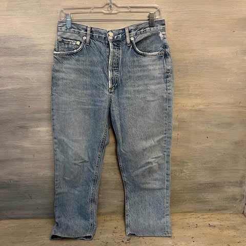AGOLDE Los Angeles 100% Organic Cotton High Rise Button Fly Light Wash Jeans Size 30x22 Good Condition