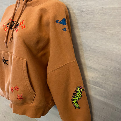 Obey Tan “Cosmic Love” Embroidered Hoodie Sweatshirt Size Small Good Condition
