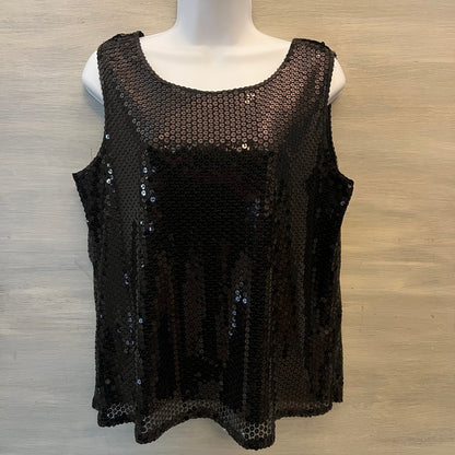 Michelle Antonelli Black Sequined Lined Tank Top Blouse Size Large Good Condition