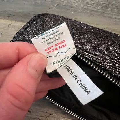 Skinny Dip Black Shimmer Rhinestone Smiley Face Shoulder Bag Purse Like New