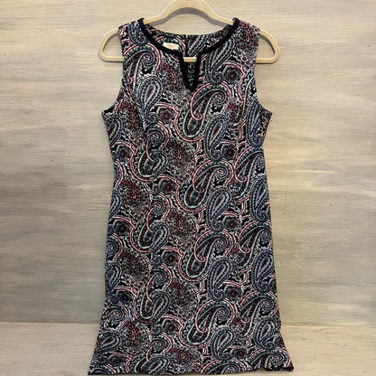 Talbots 98% Cotton Notched Yneck Multicolor Paisley Print Shift Dress Size 10p Good Condition