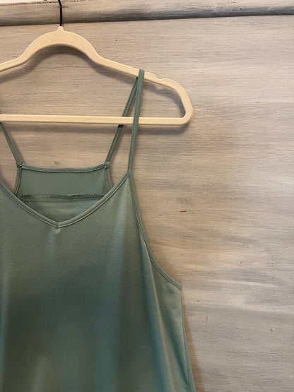 Seafoam Green Sleeveless Vneck Slouchy Racerback Jumpsuit Size Large Good Condition