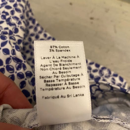 Talbots 97% Cotton Skirt Blue White Print  Size 8 Good Condition