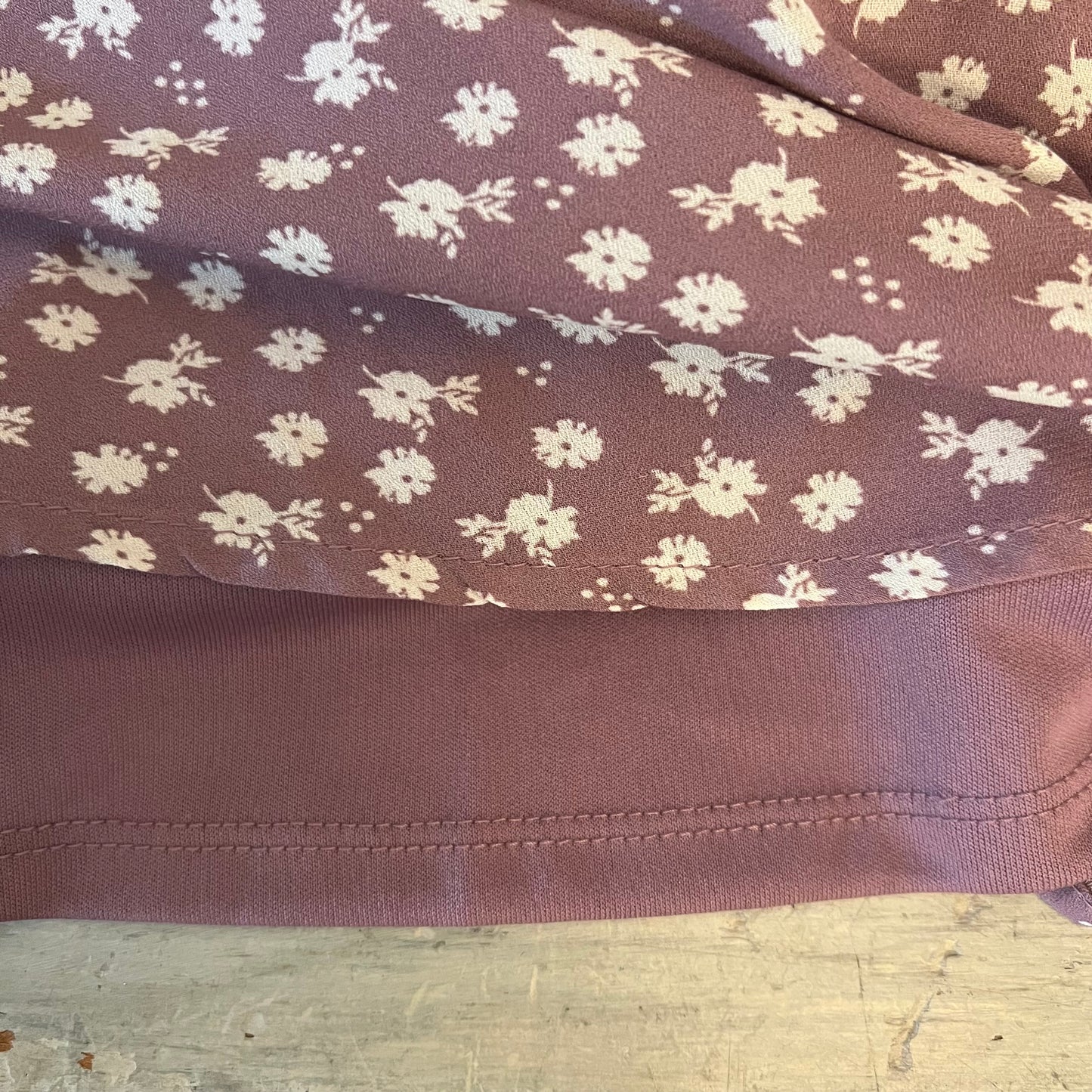 Monteau Mauve White Floral Print Above Knee Mini Dress Size Small Good Condition