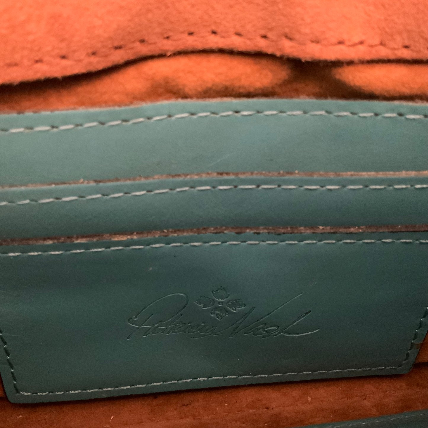 Patricia Nash Torri Aqua Leather Crossbody Bag Clutch Purse Good Condition