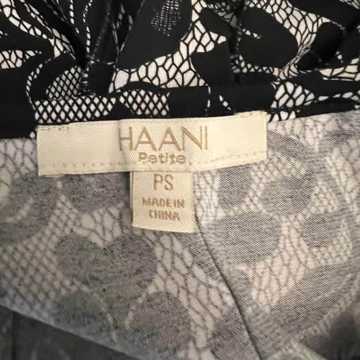 HAANI Sleeveless Black Floral Lace Print Fit and Flare Dress PS Like New
