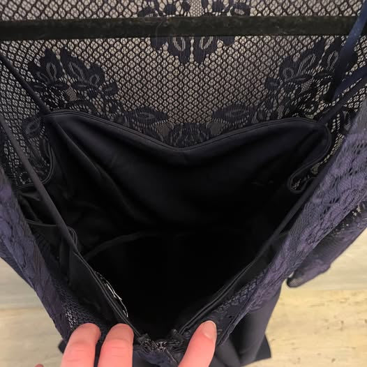 City Vibe Navy Blue Long Sleeve Lace Top Fit & Flare Dress Size 7 Like New