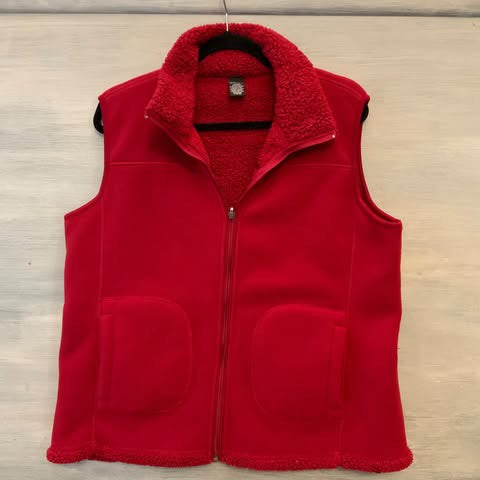 Hannah Reversible Fleece Sherpa Vest Red Size Large Good Condition