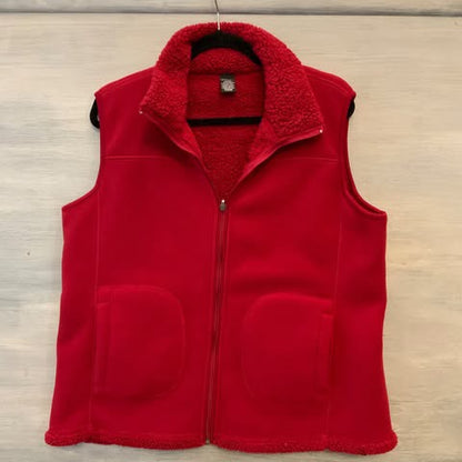 Hannah Reversible Fleece Sherpa Vest Red Size Large Good Condition