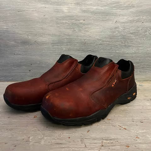Thorogood Brown Genuine Leather Steel Toe Slip On Work Shoes Size 11W Good Condition